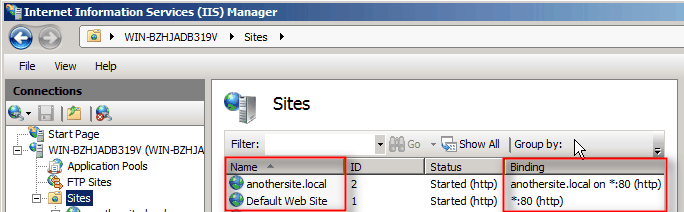 IIS 7 SSL Host Headers Site Identifier
